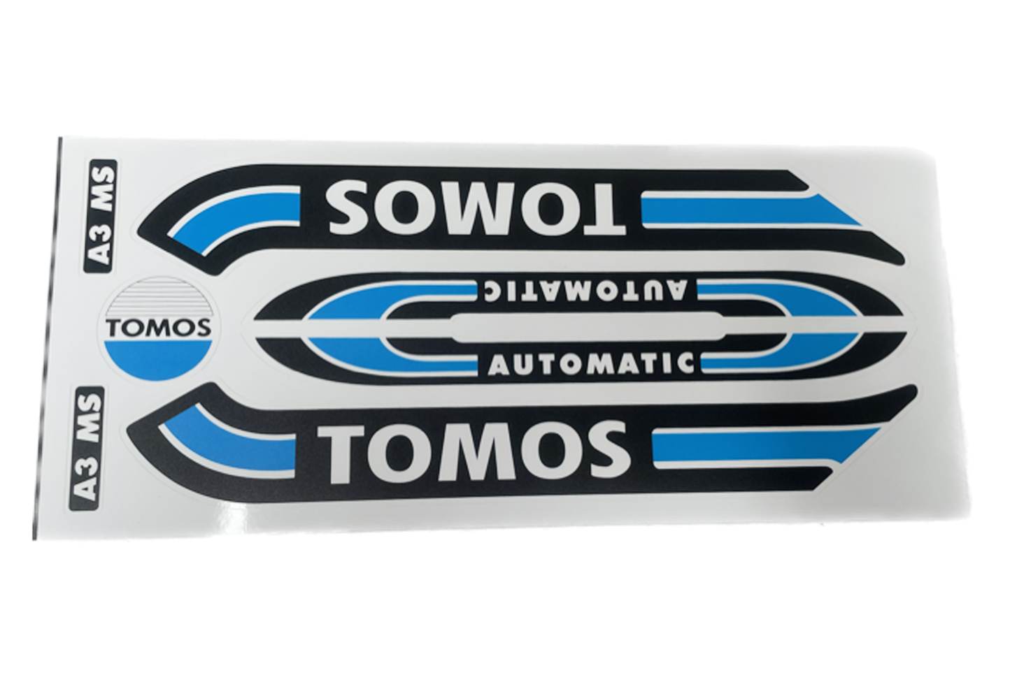Blauwe stickerset voor Tomos A3 oud model tank en zijdeksels