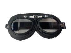Universeel Oldtimer Bril Zwart / Chroom Transparant Glas