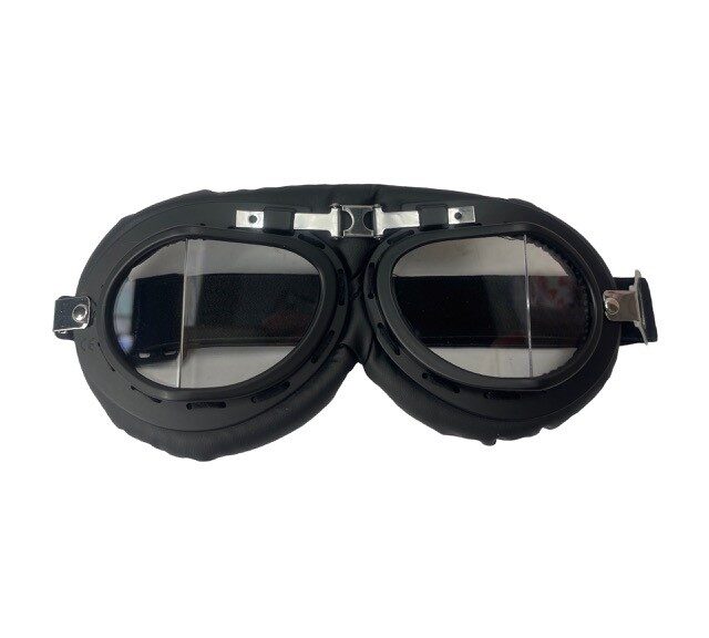Universeel Oldtimer Bril Zwart / Chroom Transparant Glas