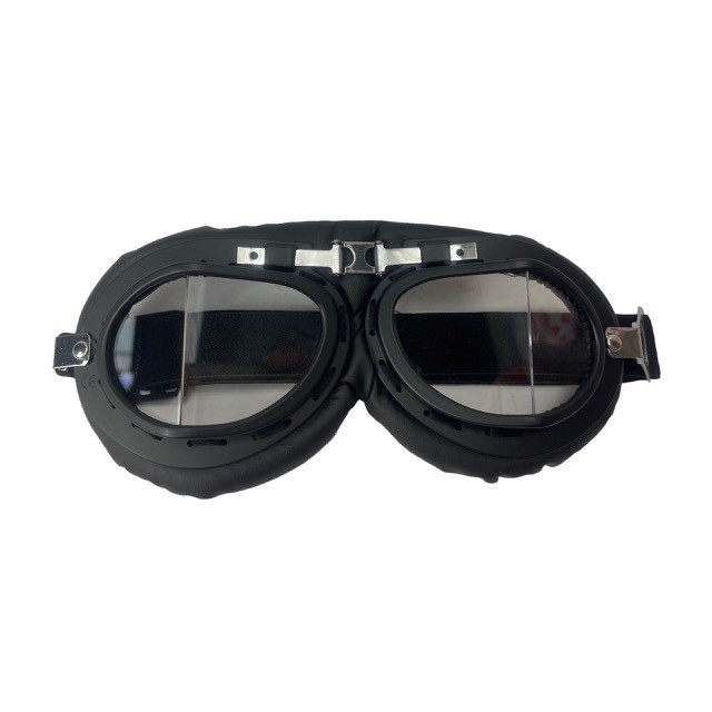 Universeel Oldtimer Bril Zwart / Chroom Transparant Glas