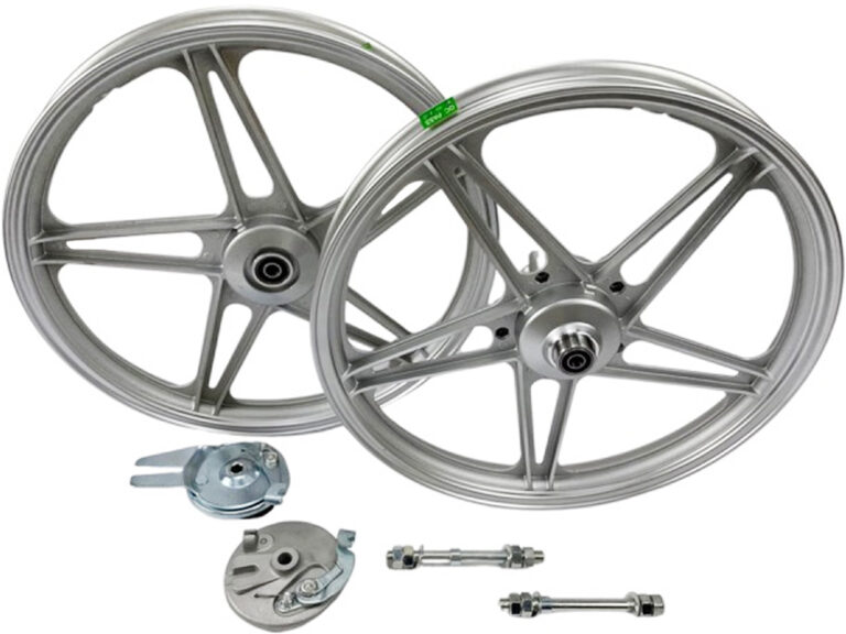 PEUGEOT 103 - PUCH Velgenset 17 inch compleet Bernardi zilver voor Peugeot 103 MVL (passend maken voor andere merken) PUCH MBK - 17 x 1.6 velg inclusief 12mm assen en ankerplaat