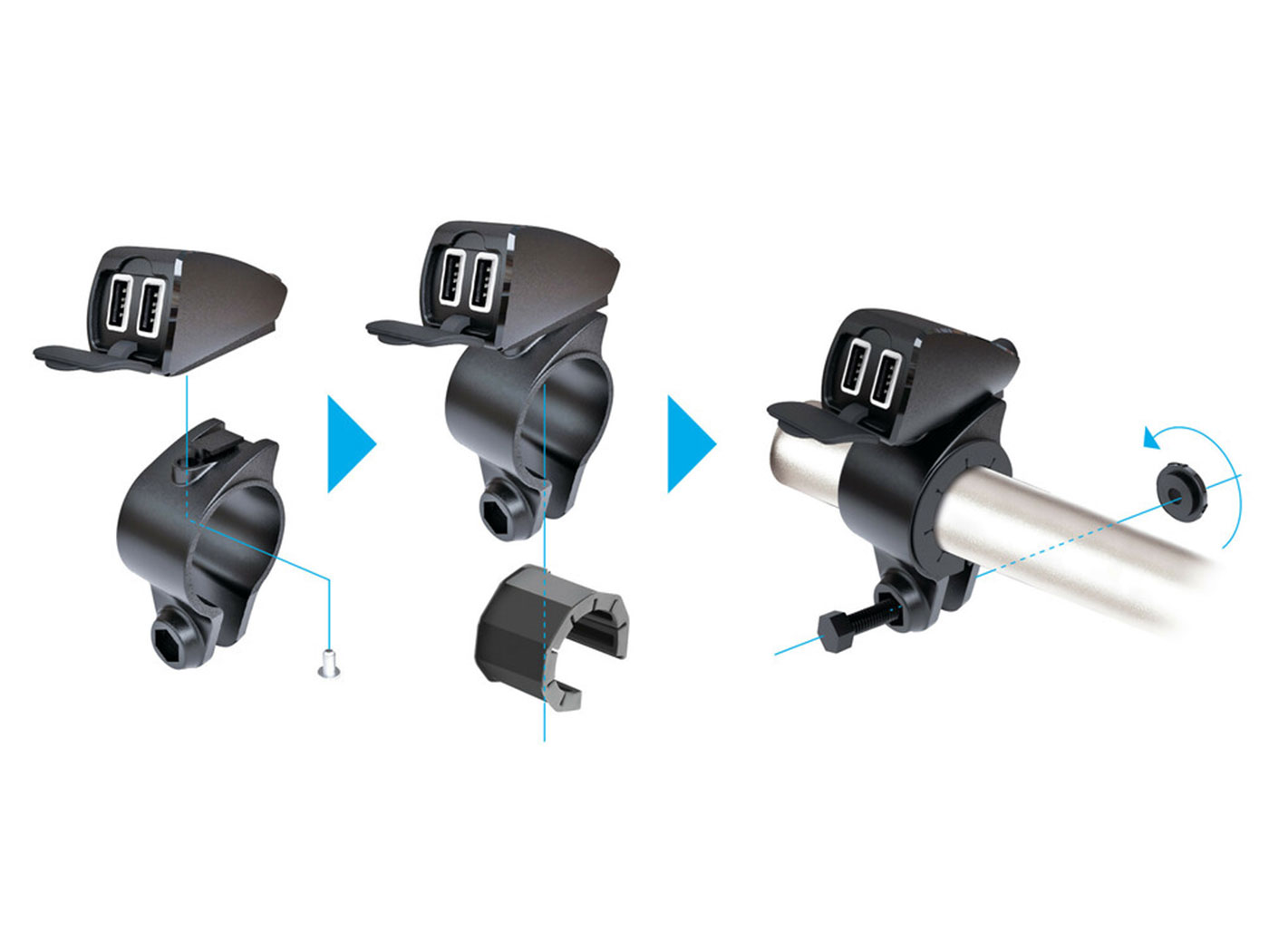 Aansluiting Lampa Usb Stuur 12/24v (snellader) Fix Trek 21/32mm Bromfiets, Motorfiets 38828 - Afbeelding 4