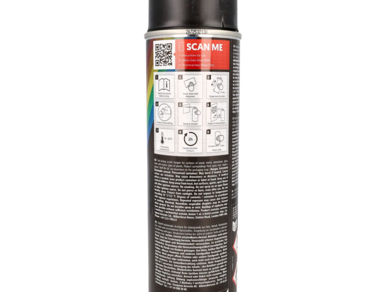Spuitlak Motip 500ml Spuitbus Zwart Zijdeglans 04001