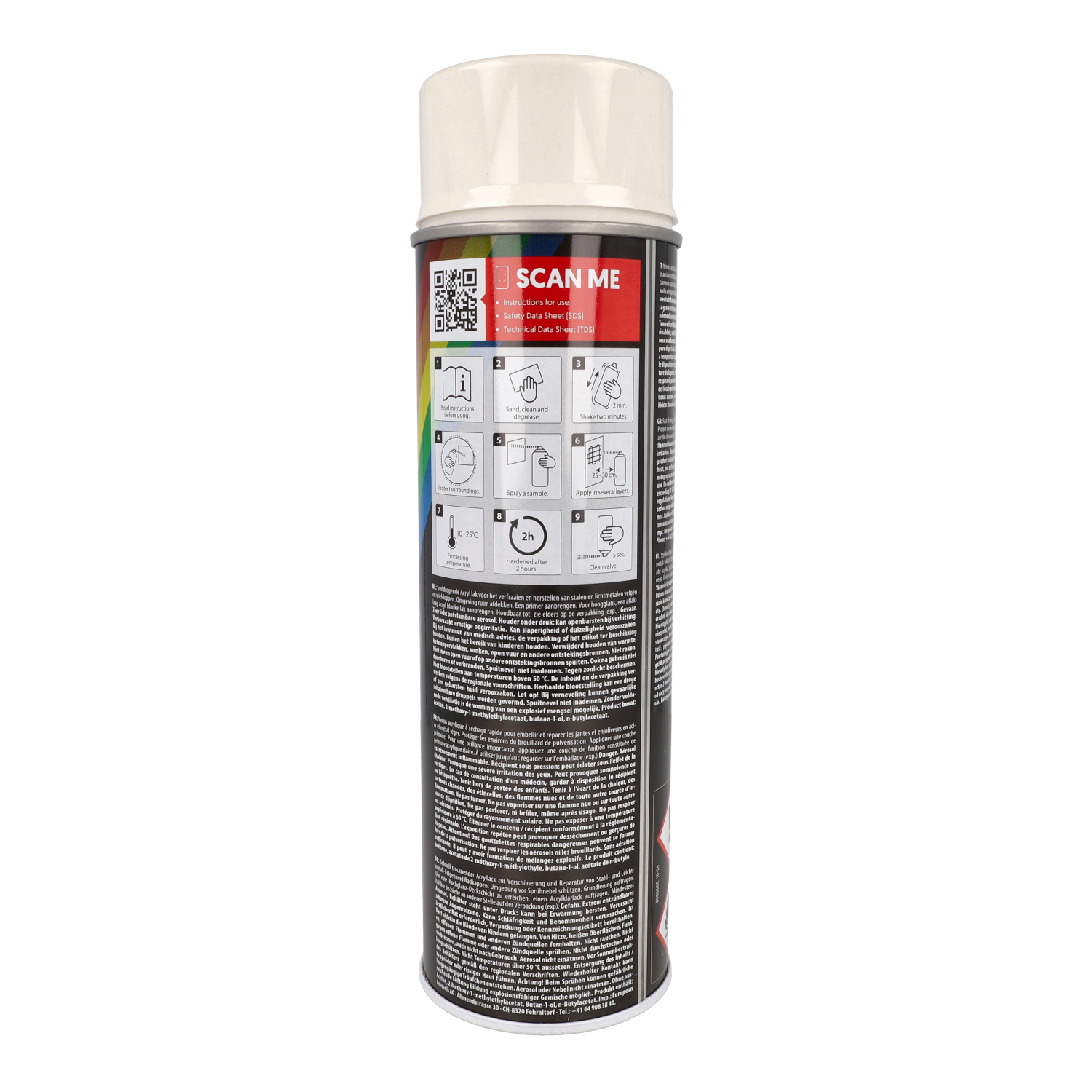 Spuitlak Motip Velgenlak Universeel 500ml Spuitbus Wit 04003
