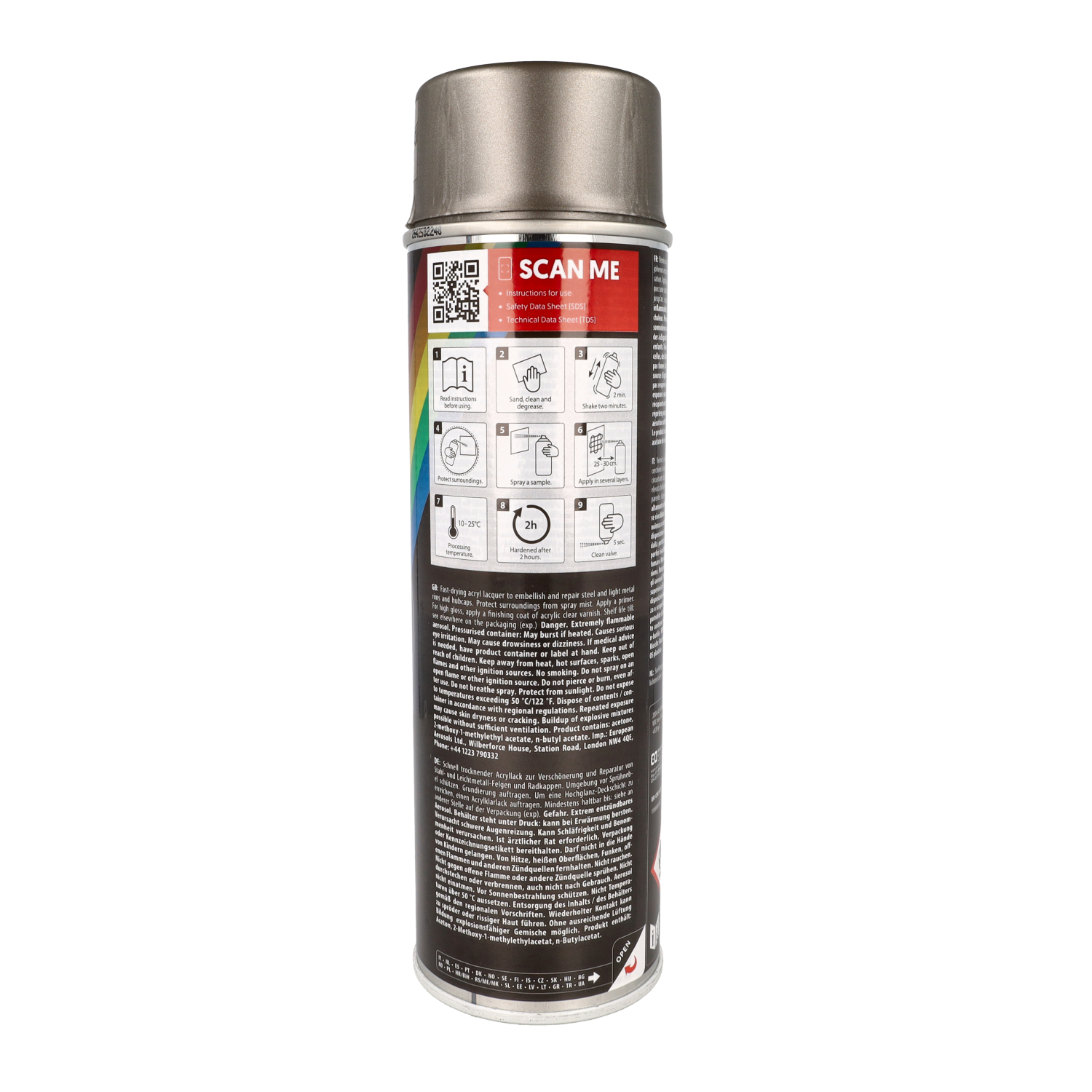 Spuitlak Motip Velgenlak Universeel 400ml Spuitbus Antraciet Metallic 04010