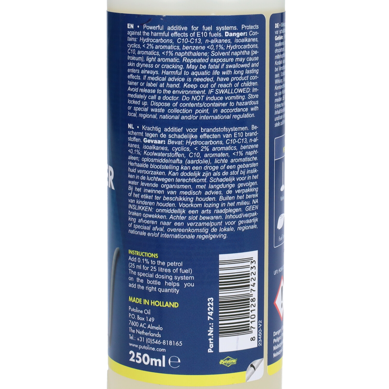 E10 Clean Up Putoline Toevoeging 250ml Fles 74223
