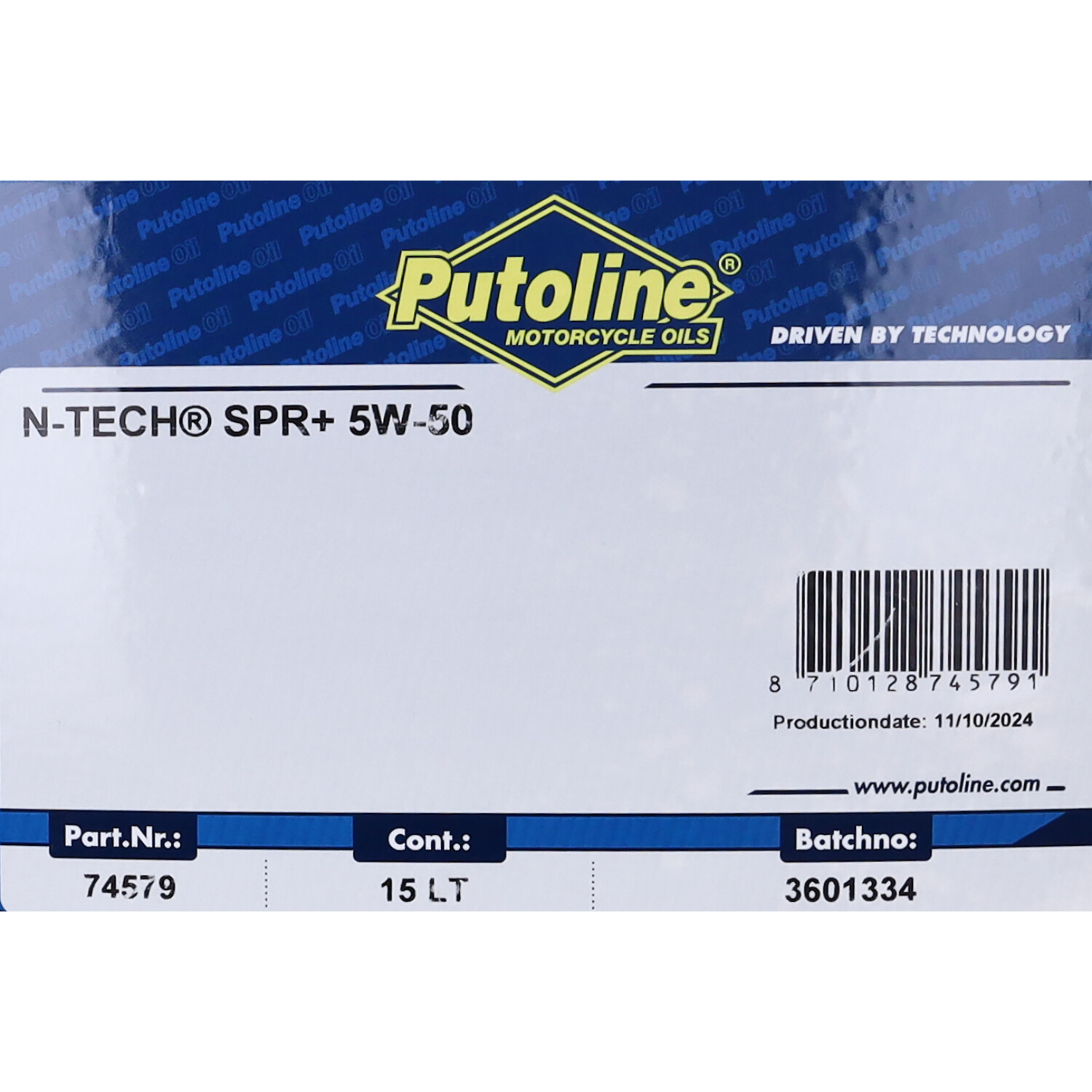 Motorolie Putoline 5w50 Bag-in-box N-tech Spr+ 15l 74579 - Afbeelding 2