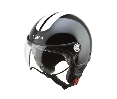 Helm lem demi-jet coolmax glossy roger XS 53/54 zwart/wit