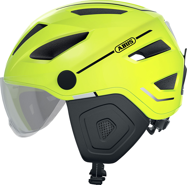 Helm abus pedelec/snorfiets 2.0 met vizier LED NTA-8776 keur urban L-XL 56/62 signal yellow