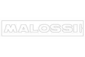 Sticker universeel Malossi woord [malossi] 14cm wit