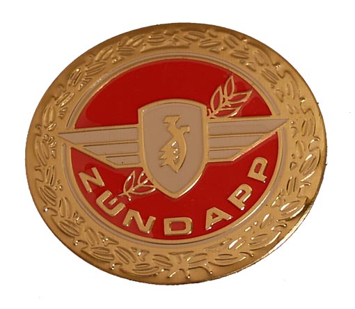 Embleem benzinetank rond rood/goud — geschikt voor Zündapp
