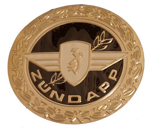 Embleem benzinetank rond zwart/goud — geschikt voor Zündapp