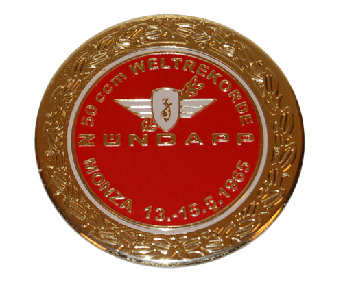Embleem benzinetank rond rood/goud — geschikt voor Zündapp Monza