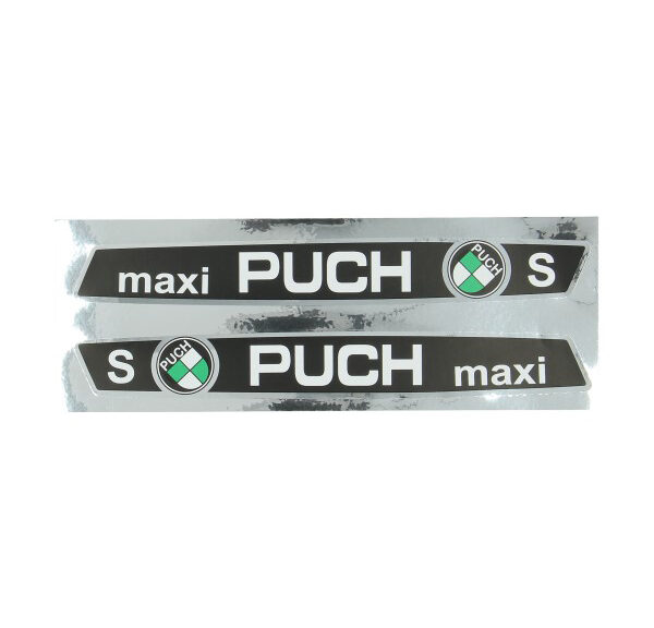 Stickerset frame maxi S zwart/chroom — geschikt voor Puch Maxi