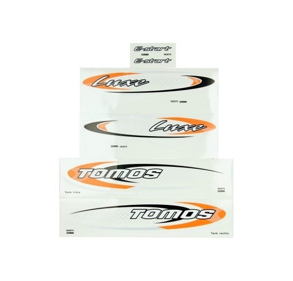 stickerset tomos oranje/zwart luxe e-start 080092