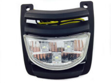 Rooster + LED lamp voorscherm midden zwart mat — geschikt voor Vespa
