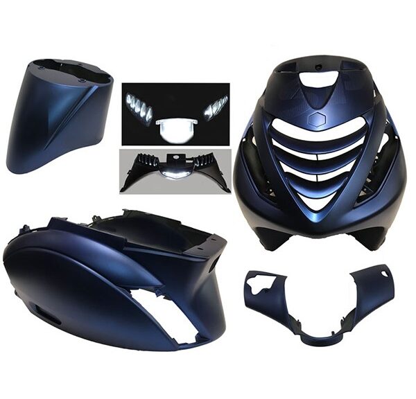 plaatwerkset Power1 model SP sport mat blauw + led 6-delig zip 100/125