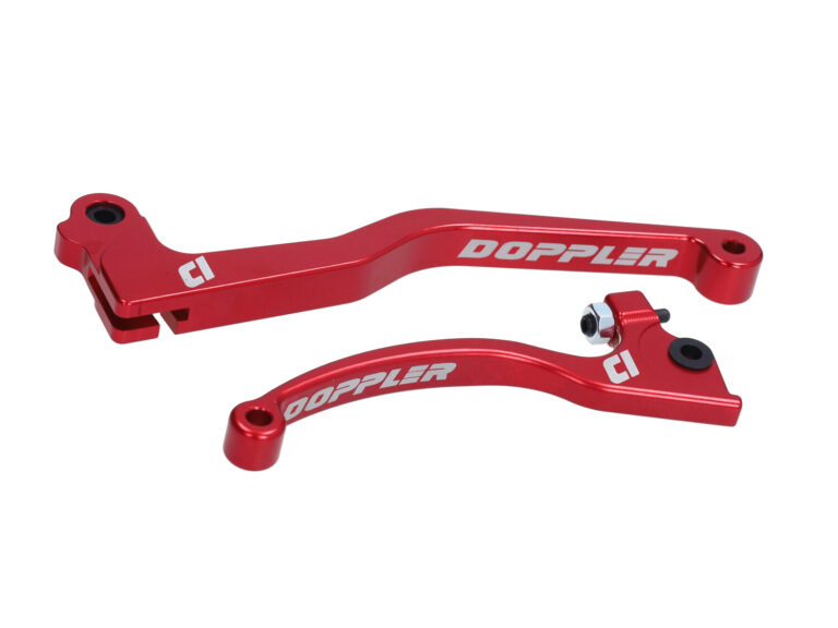 Greepset Doppler rem + koppeling cnc AJP v.a 2018 rood — geschikt voor Rieju Mrt