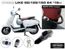 Artago tyverisikret ratlås — passer til Kymco New Like