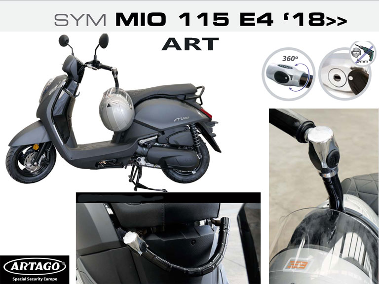 Stuurslot Artago antirobos luxe — geschikt voor Sym Mio 50i
