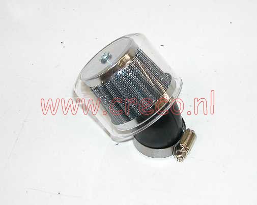 Powerfilter 45 graden universeel diameter 28-35mm pvc transparant met kap
