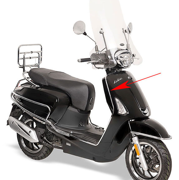Sierstrip Kymco origineel beenschild rechtsvoor chroom — geschikt voor Kymco New Like 64313-acc1-e10-f1p