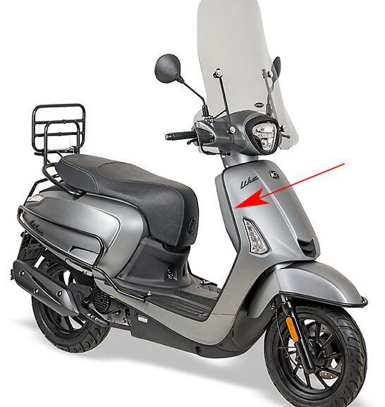 Sierstrip Kymco origineel beenschild rechts zwart mat — geschikt voor Kymco New Like 64313-acc1-e10-66p