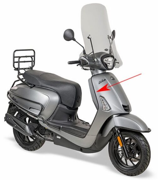 sierstrip Kymco origineel beenschild rechts zwart mat new like 64313-acc1-e10-66p