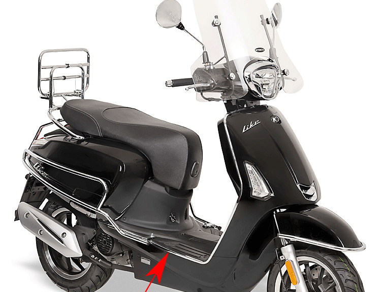 Sierstrip Kymco origineel treeplank rechts chroom — geschikt voor Kymco New Like 64317-acc1-e10-f1p