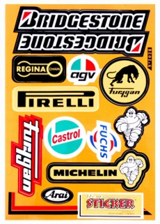 Stickerset falko sponsor agv/arai/bridgestone/castrol/pirelli/regina 12-delig universeel