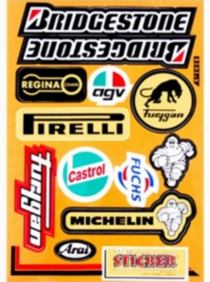 stickerset falko sponsor agv/arai/bridgestone/castrol/pirelli/regina 12-delig universeel 982028
