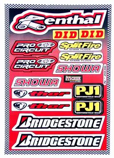 Stickerset falko sponsor Bridgestone/Renthal/Showa/Splitfire rood 15-delig universeel