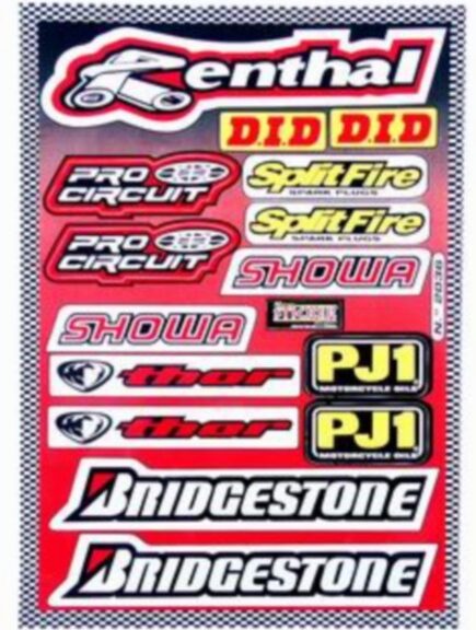 stickerset falko sponsor Bridgestone/Renthal/Showa/Splitfire rood 15-delig universeel 982036