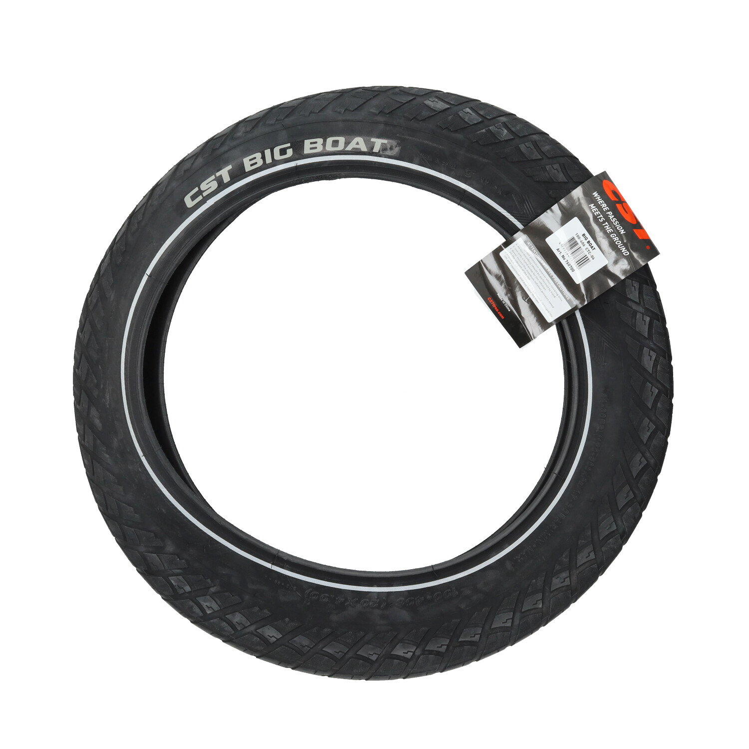 Buitenband Cst + Reflectie Big Boat 20x4.0 Zwart Fatbike