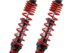 Juego de amortiguadores híbridos YSS DTG de 300 mm en color rojo para Honda SH 125 y SH 150.