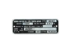 Framenummerplaatje AC01 voor Honda MB5 brommer