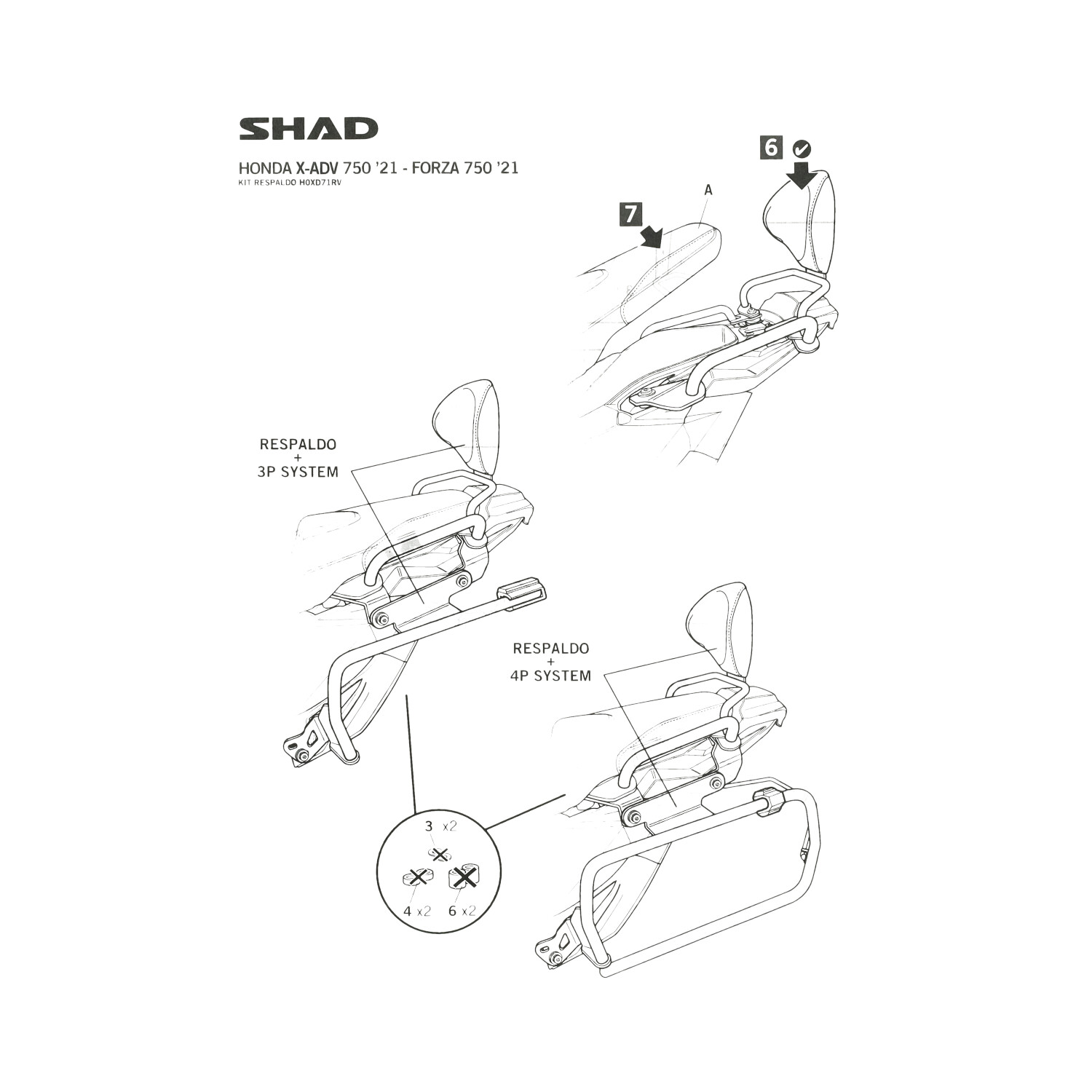 Shad Rugsteun Bevestiging Voor Honda X-adv 750 (vanaf 2021) - Afbeelding 2