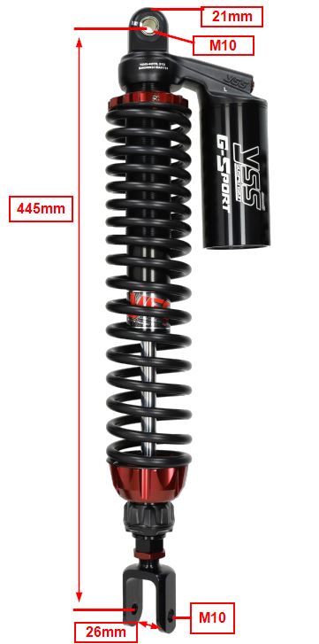 Schokbrekerset Yss G-sport Black Serie Achter 445mm Voor Honda Adv350 - Afbeelding 3