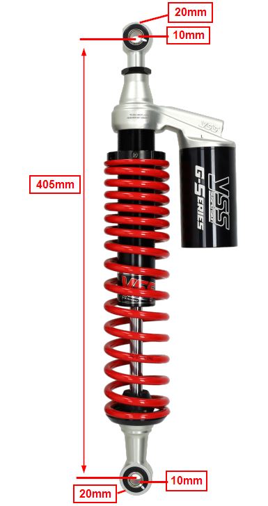 Schokbrekerset Yss Achter G-plus Voor Honda Forza 250 (2008-2010) 405mm - Afbeelding 2