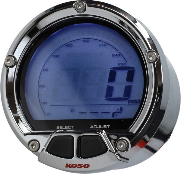 km tellerklok koso digitaal compleet 55/61mm blauw licht chroom dl-02s
