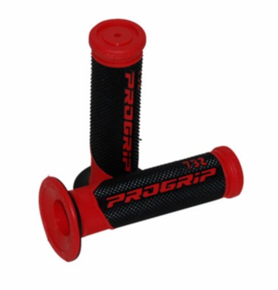handvatset progrip (made in Italy) zwart/rood bromfiets