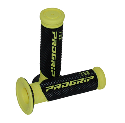 Handvatset progrip (made in Italy) zwart/geel bromfiets