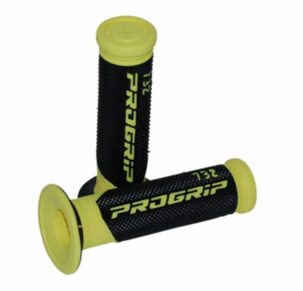 handvatset progrip (made in Italy) zwart/geel bromfiets