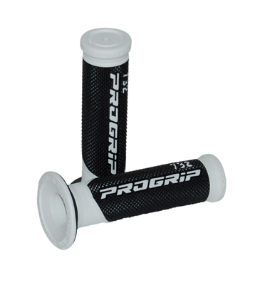Handvatset progrip (made in Italy) zwart/wit bromfiets