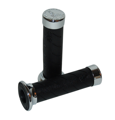 Handvatset progrip custom (made in Italy) zwart/chroom bromfiets