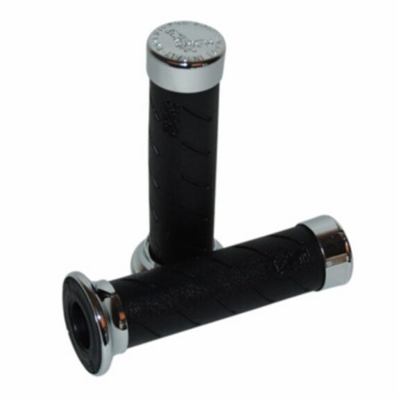 handvatset progrip custom (made in Italy) zwart/chroom bromfiets