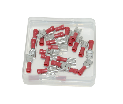 Kabelstekker plat vrouw 6.3mm rood