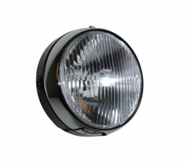 koplamp guia rond universeel 145mm zwart/chroom hercules prima
