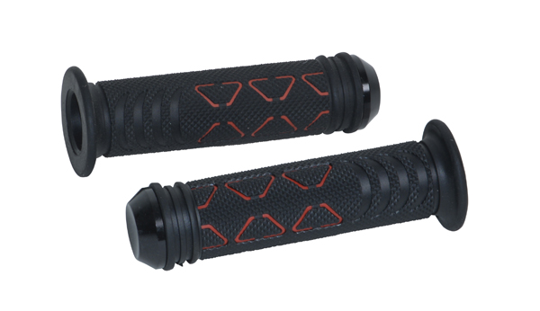 Handvatset DMP universeel zip/sprint style + bar end zwart/rood