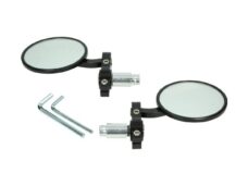 spiegelset DMP stuurbevestiging rond bar-end CNC o.a. zwart gts alle mod.